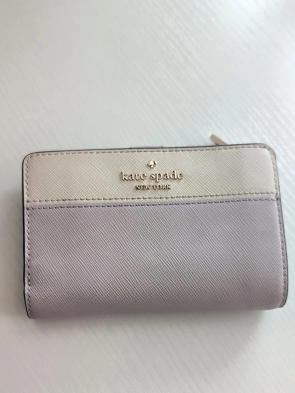 kate spade new york Two-Tone Zip Around Wallet in Pink & Gray